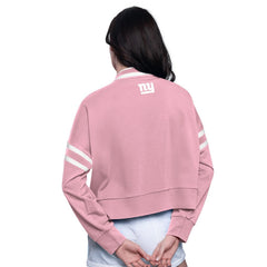 New York Giants Starter Women's Power Play Cropped Pullover Sweatshirt - Pink - NFL