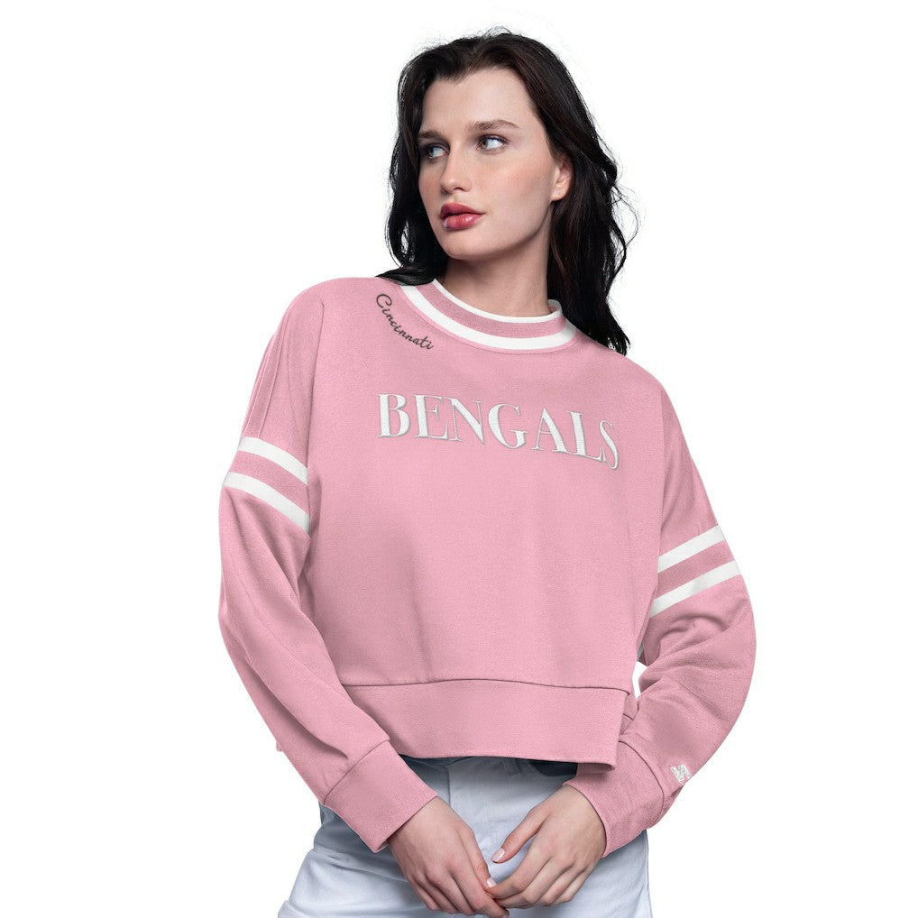 Cincinnati Bengals Starter Women's Power Play Cropped Pullover Sweatshirt - Pink - NFL