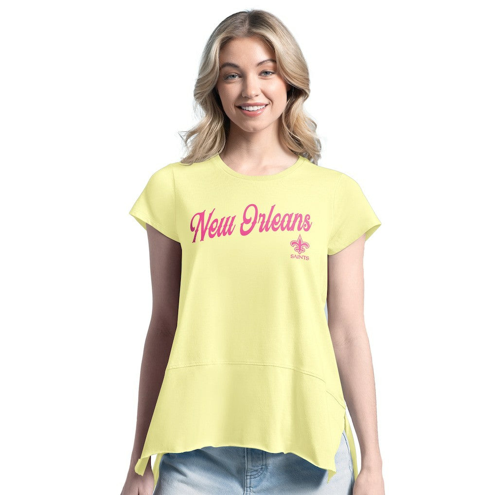 New Orleans Saints Margaritaville Women's Gametime Is Paradise T-Shirt - Yellow - NFL