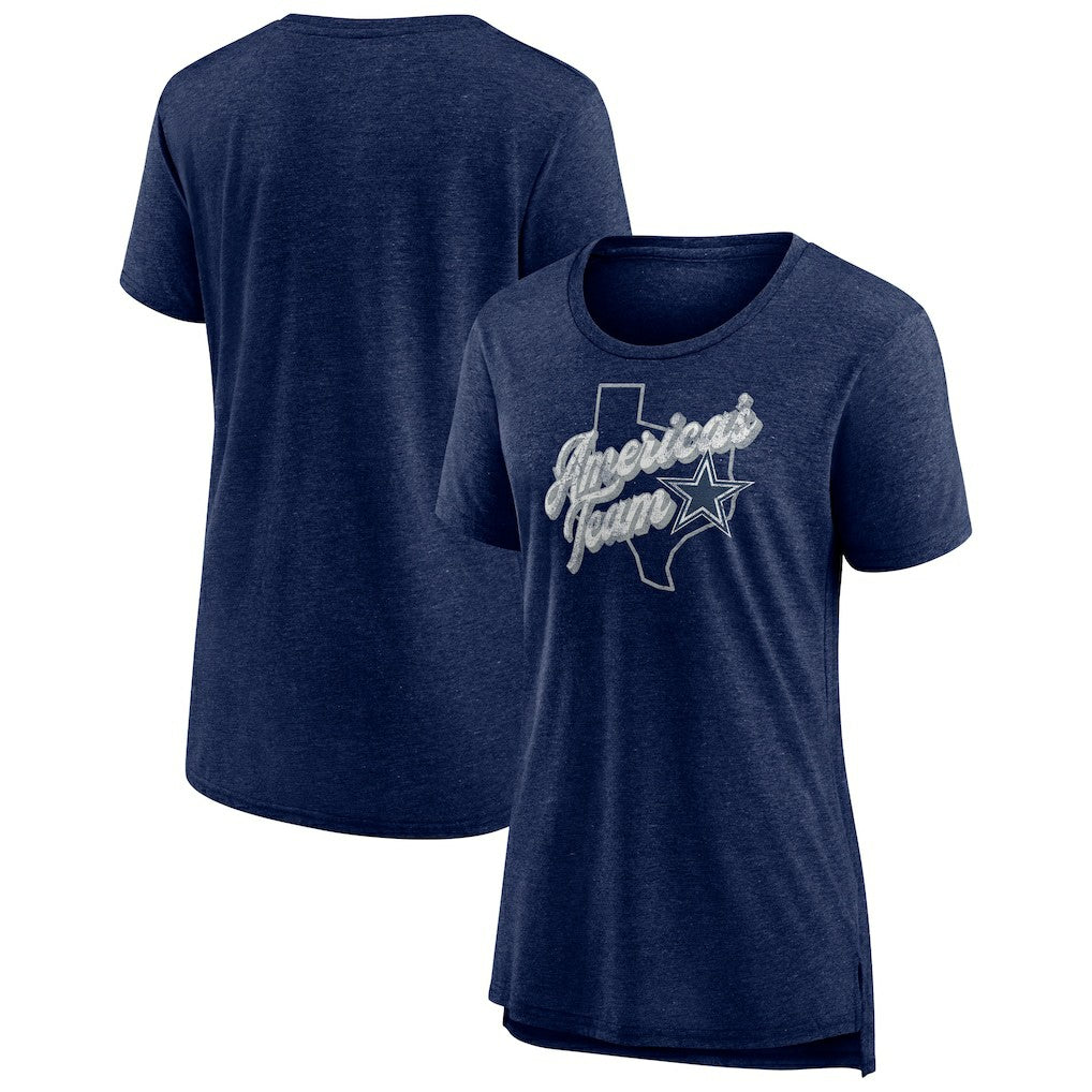 Dallas Cowboys Women's First Down Distressed Tri-Blend T-Shirt - Navy - NFL