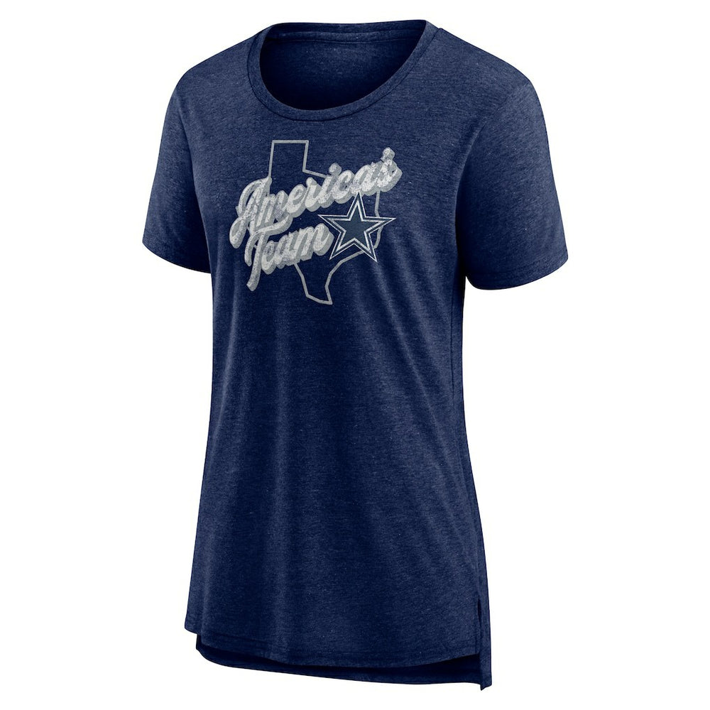 Dallas Cowboys Women's First Down Distressed Tri-Blend T-Shirt - Navy - NFL