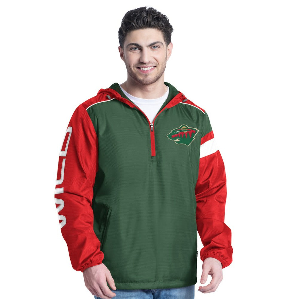 Minnesota Wild G-III Sports by Carl Banks Lateral Half-Zip Hoodie Jacket - Green/Red | NHL discount