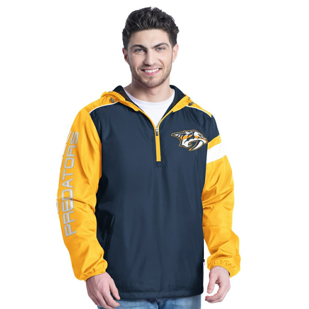 Nashville Predators G-III Sports by Carl Banks Lateral Half-Zip Hoodie Jacket - Navy/Gold | NHL Clearance