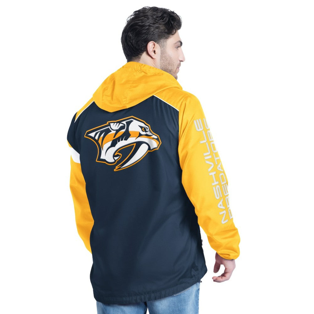 Nashville Predators G-III Sports by Carl Banks Lateral Half-Zip Hoodie Jacket - Navy/Gold | NHL Clearance