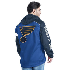 St. Louis Blues G-III Sports by Carl Banks Lateral Half-Zip Hoodie Jacket - Blue/Navy | NHL Clearance