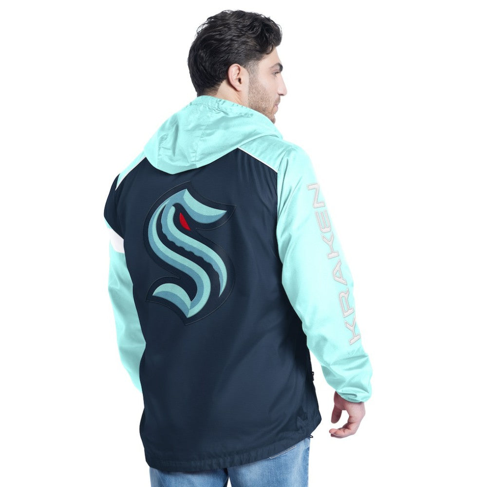 Seattle Kraken G-III Sports by Carl Banks Lateral Half-Zip Hoodie Jacket - Deep Sea Blue/Light Blue | NHL sale
