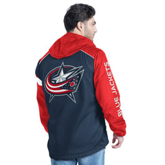 Columbus Blue Jackets G-III Sports by Carl Banks Lateral Half-Zip Hoodie Jacket - Navy/Red | NHL Clearance