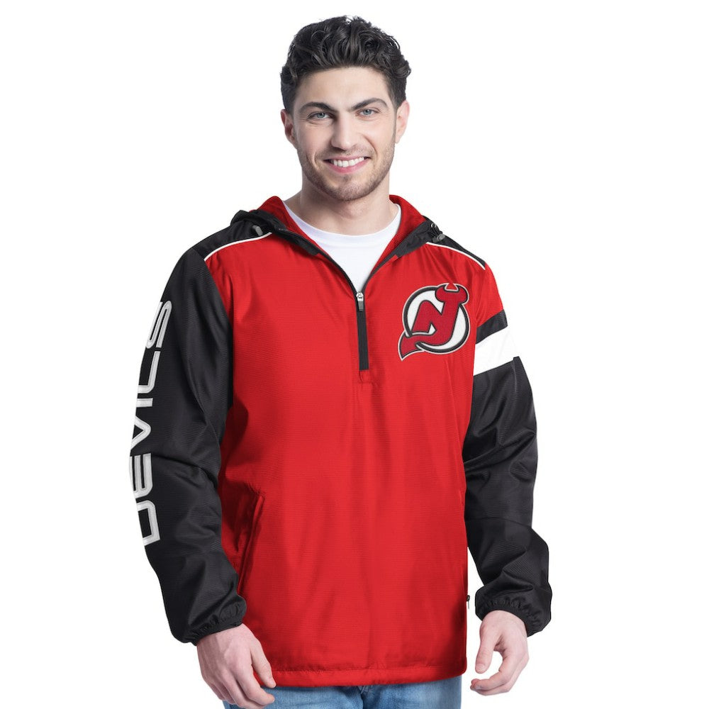 New Jersey Devils G-III Sports by Carl Banks Lateral Half-Zip Hoodie Jacket - Red/Black | New Era on sale