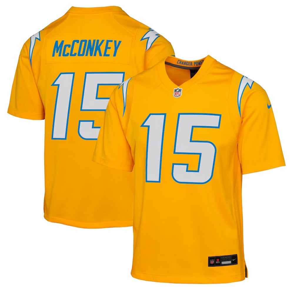 Ladd McConkey Los Angeles Chargers Youth Alternate Charger Power Game Player Jersey - Gold - Nike