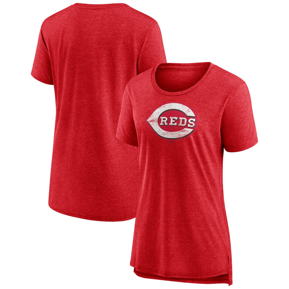 Cincinnati Reds Women's Weathered Official Logo Tri-Blend T-Shirt Outlet
