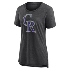 Colorado Rockies Women's Weathered Official Logo Tri-Blend T-Shirt Outlet