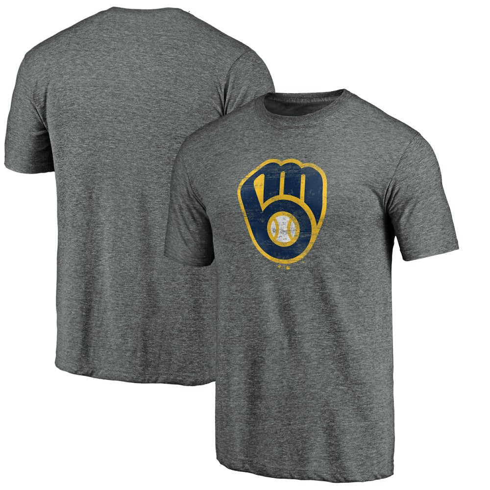 Milwaukee Brewers Weathered Official Logo Tri-Blend T-Shirt Outlet