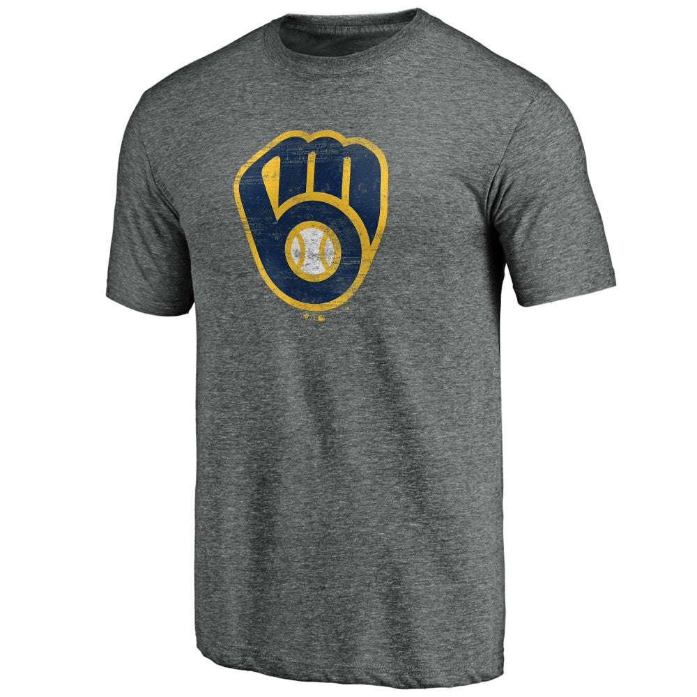 Milwaukee Brewers Weathered Official Logo Tri-Blend T-Shirt Outlet