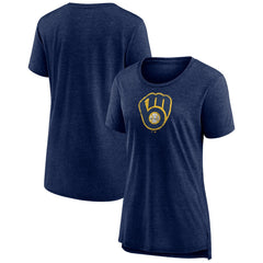 Milwaukee Brewers Women's Weathered Official Logo Tri-Blend T-Shirt Online