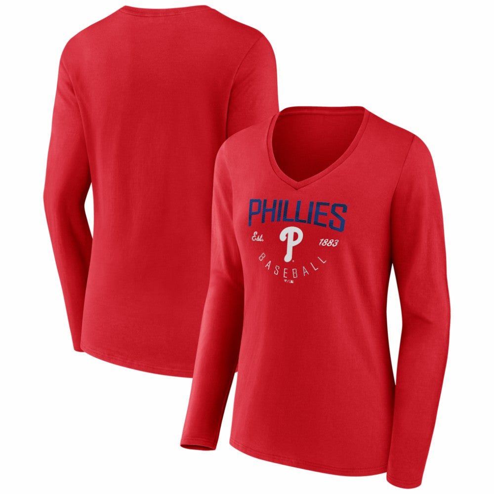 Philadelphia Phillies Women's Live For It Long Sleeve V-Neck T-Shirt Discount