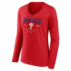 Philadelphia Phillies Women's Live For It Long Sleeve V-Neck T-Shirt Discount