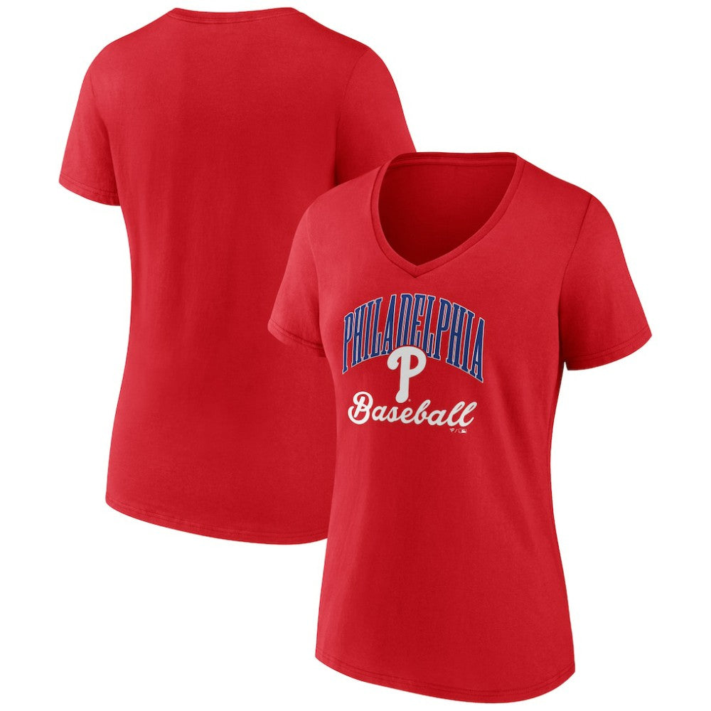 Philadelphia Phillies Women's Victory Script V-Neck T-Shirt Discount