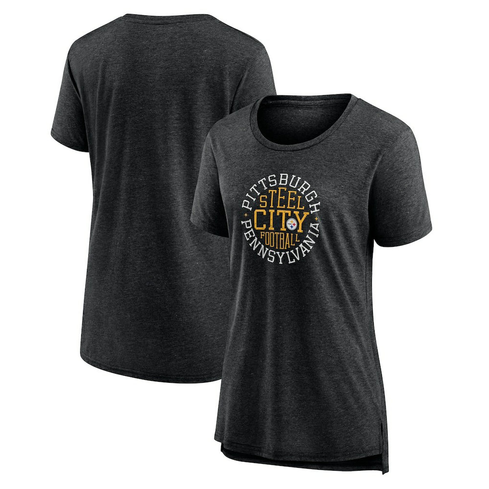 Pittsburgh Steelers Women's Steel City Tri-Blend T-Shirt - Charcoal - NFL