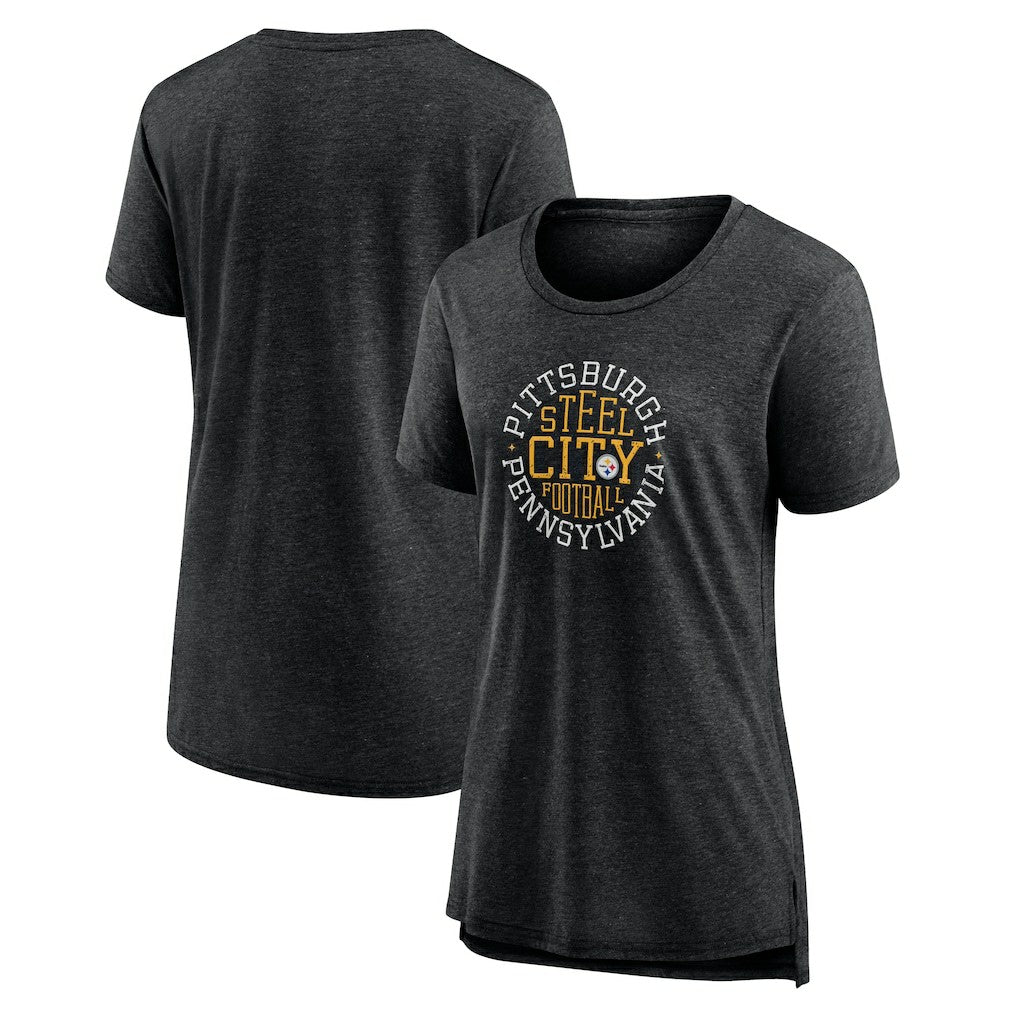 Pittsburgh Steelers Women's Steel City Tri-Blend T-Shirt - Charcoal - NFL