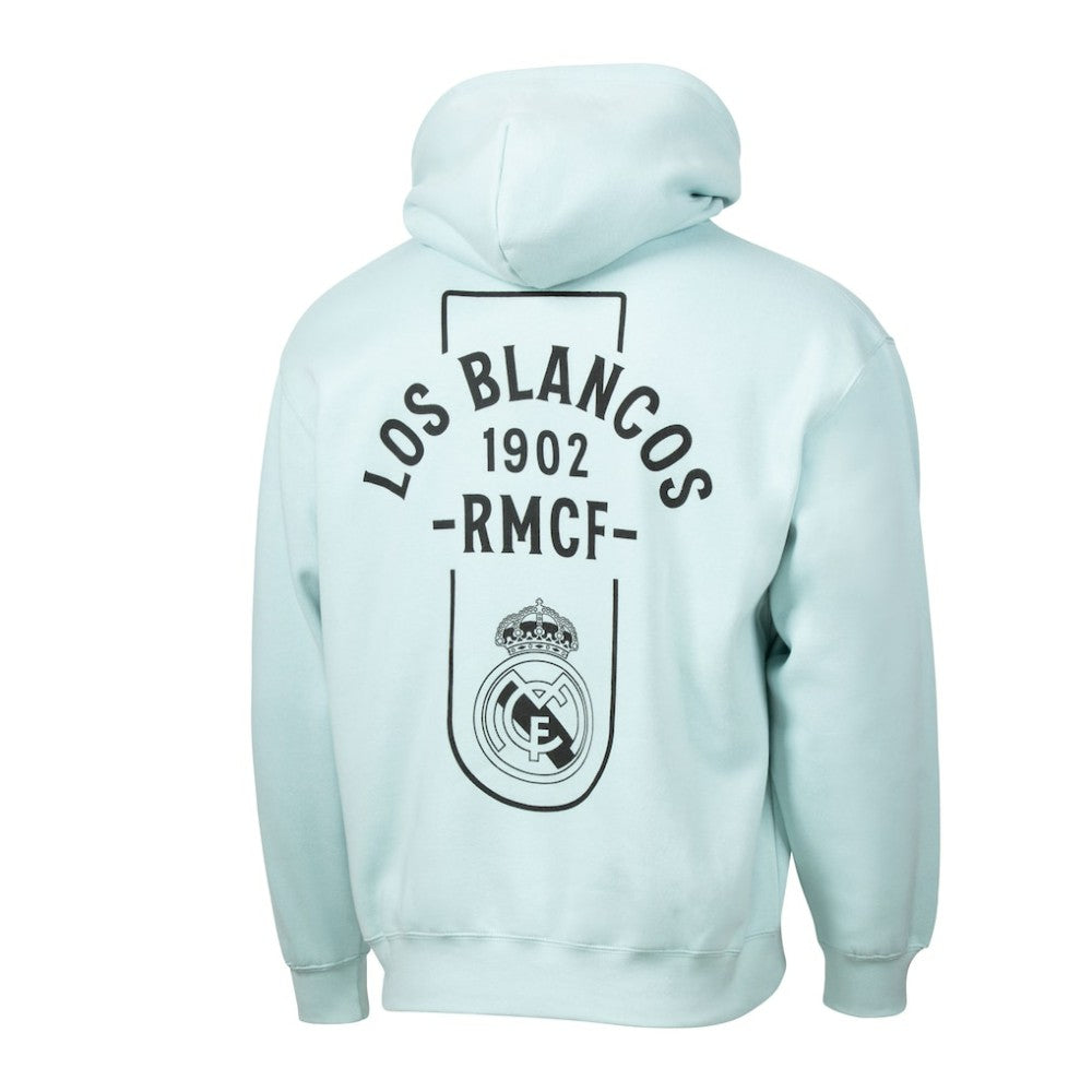 Real Madrid Sport Design Sweden Streetwear Relaxed Pullover Hoodie Light Blue