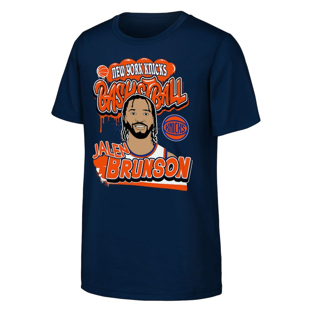 Jalen Brunson New York Knicks Outerstuff Youth Baller T-Shirt Navy