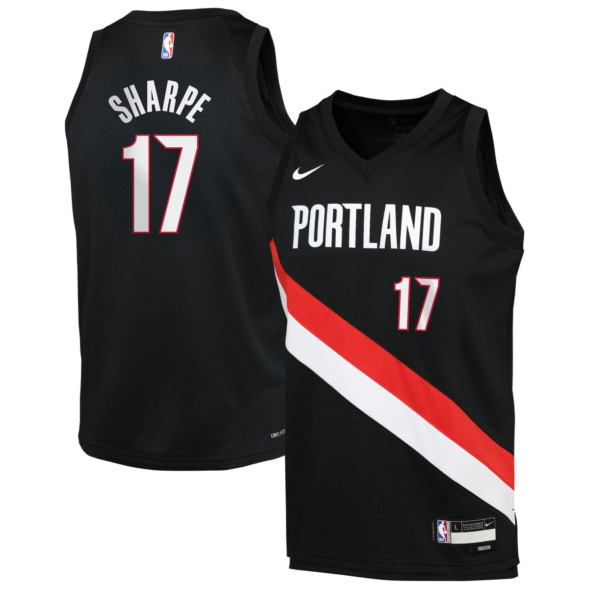Nike Shaedon Sharpe Portland Trail Blazers Youth Icon Edition Swingman Jersey Black