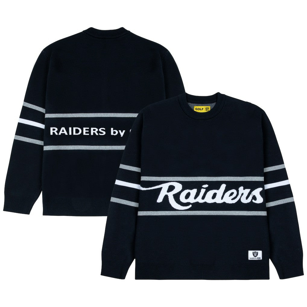 Las Vegas Raiders GOLF WANG Jacquard Pullover Sweater - Black - NFL