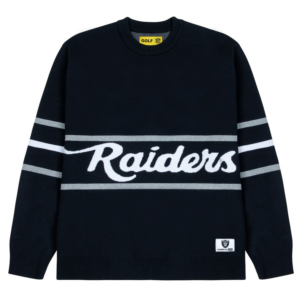 Las Vegas Raiders GOLF WANG Jacquard Pullover Sweater - Black - NFL