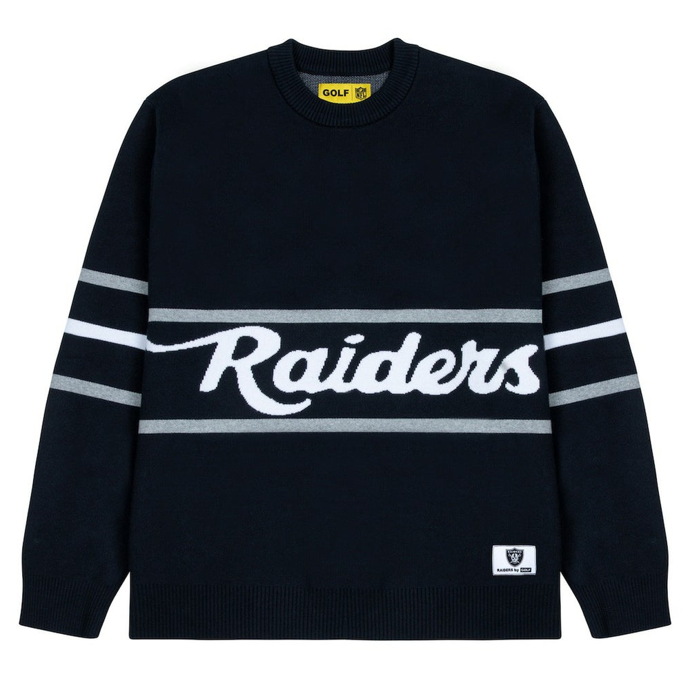 Las Vegas Raiders GOLF WANG Jacquard Pullover Sweater - Black - NFL