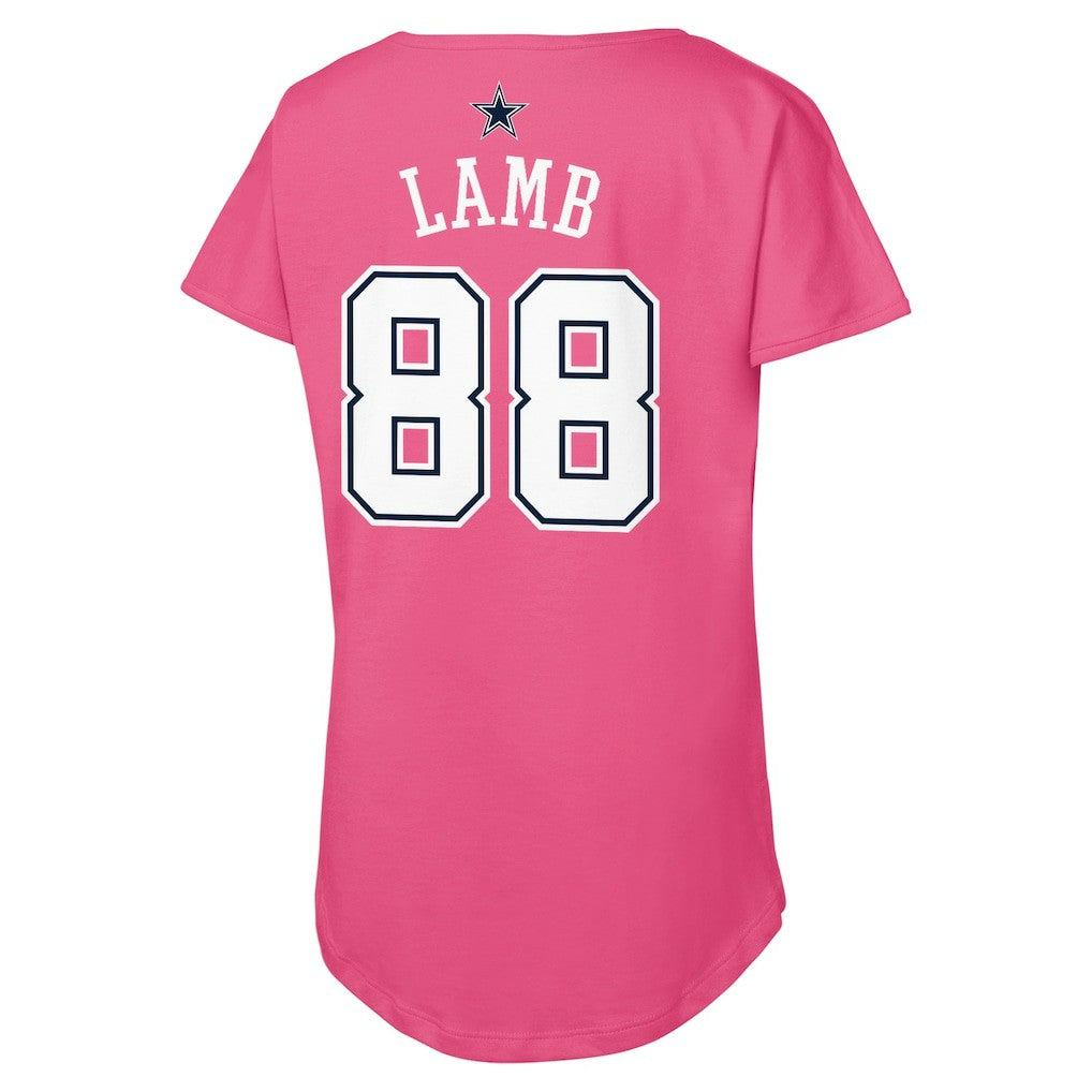 CeeDee Lamb Dallas Cowboys Girls Youth Player Name & Number T-Shirt - Pink - NFL