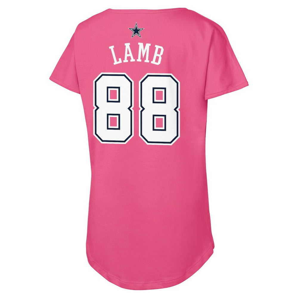 CeeDee Lamb Dallas Cowboys Girls Youth Player Name & Number T-Shirt - Pink - NFL