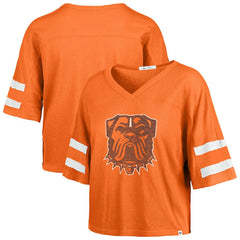 Cleveland Browns '47 Women's Premier Scout Cropped V-Neck T-Shirt - Orange - 47 brand