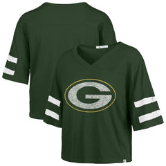 Green Bay Packers '47 Women's Premier Scout Cropped V-Neck T-Shirt - Green - 47 brand
