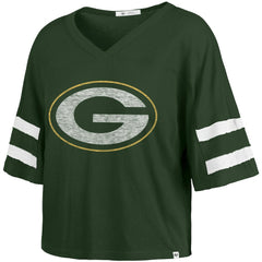 Green Bay Packers '47 Women's Premier Scout Cropped V-Neck T-Shirt - Green - 47 brand