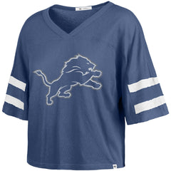 Detroit Lions '47 Women's Premier Scout Cropped V-Neck T-Shirt - Blue - 47 brand