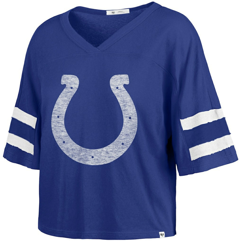 Indianapolis Colts '47 Women's Premier Scout Cropped V-Neck T-Shirt - Royal - 47 brand