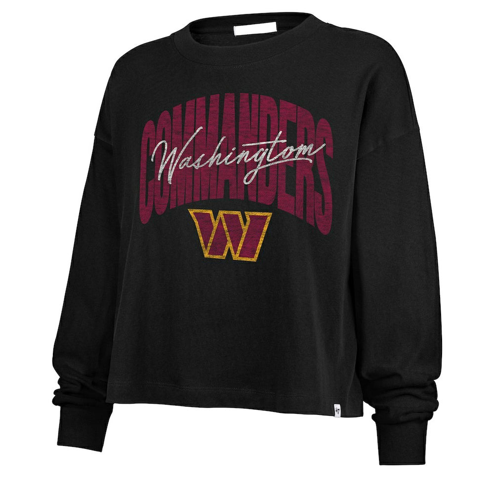 Washington Commanders '47 Women's Muse Sydney Long Sleeve Cropped T-Shirt - Black - 47 brand