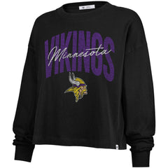 Minnesota Vikings '47 Women's Muse Sydney Long Sleeve Cropped T-Shirt - Black - 47 brand