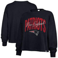 New England Patriots '47 Women's Muse Sydney Long Sleeve Cropped T-Shirt - Navy - 47 brand