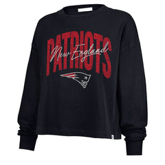 New England Patriots '47 Women's Muse Sydney Long Sleeve Cropped T-Shirt - Navy - 47 brand