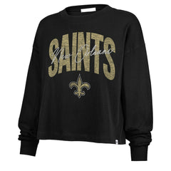 New Orleans Saints '47 Women's Muse Sydney Long Sleeve Cropped T-Shirt - Black - 47 brand