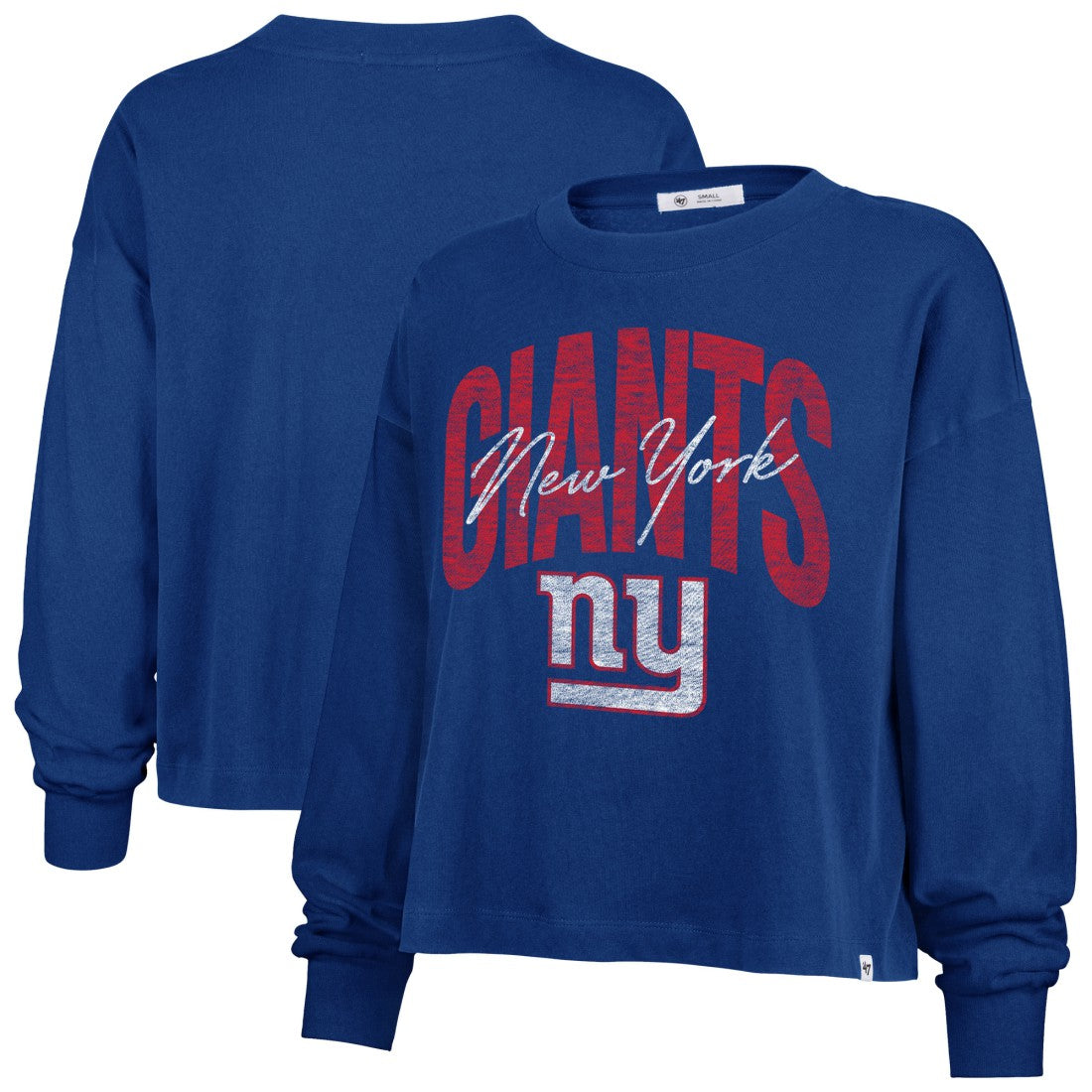 New York Giants '47 Women's Muse Sydney Long Sleeve Cropped T-Shirt - Royal - 47 brand