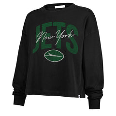 New York Jets '47 Women's Muse Sydney Long Sleeve Cropped T-Shirt - Black - 47 brand