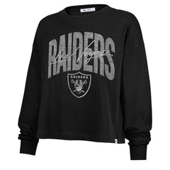 Las Vegas Raiders '47 Women's Muse Sydney Long Sleeve Cropped T-Shirt - Black - 47 brand