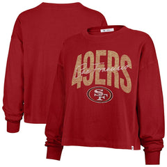 San Francisco 49ers '47 Women's Muse Sydney Long Sleeve Cropped T-Shirt - Scarlet - 47 brand