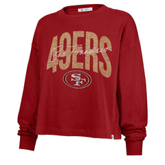 San Francisco 49ers '47 Women's Muse Sydney Long Sleeve Cropped T-Shirt - Scarlet - 47 brand