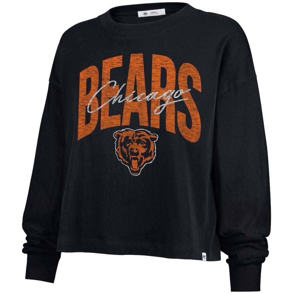 Chicago Bears '47 Women's Muse Sydney Long Sleeve Cropped T-Shirt - Navy - 47 brand