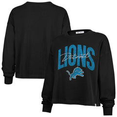 Detroit Lions '47 Women's Muse Sydney Long Sleeve Cropped T-Shirt - Black - 47 brand