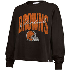 Cleveland Browns '47 Women's Muse Sydney Long Sleeve Cropped T-Shirt - Brown - 47 brand
