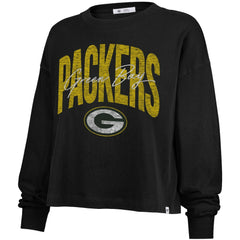 Green Bay Packers '47 Women's Muse Sydney Long Sleeve Cropped T-Shirt - Black - 47 brand